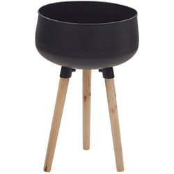 Beliani - Jardinière Pot de Fleur en Métal 35 x 35 x 55 cm avec Pieds en Bois Clair Moderne et Résistant pour Intérieur Extérieur