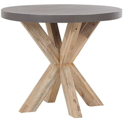 Table de Repas de Jardin Ronde 90 cm avec Plateau en Béton Résistant et Pieds en Bois Naturel Idéale pour Extérieur au Style Scandinave Beliani