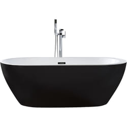 Baignoire Moderne Autoportante Ovale en Acrylique avec Système Trop-Plein 160 x 75 cm Noire Nevis