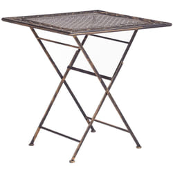 Table de Bistrot Pliable pour Jardin Extérieur Plateau 70 x 70 cm Effet Vieilli en Métal Noir Bormio