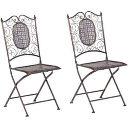 Lot de 2 Chaises de Bistrot Extérieur Pliantes en Métal Vieilli Noir Bormio