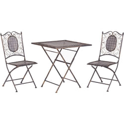 Beliani - Ensemble Bistrot de Jardin Table avec 2 Chaises Pliables en Métal Effet Vieilli Noir Bormio