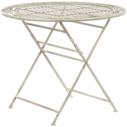 Petite Table Bistrot Ronde 90 cm Pliante Blanc Cassé pour Jardin Terrasse ou Balcon au Style Traditionnel et Provençal Beliani