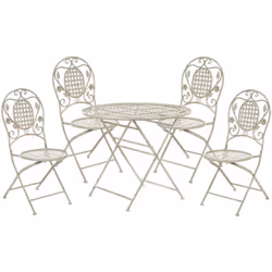 Ensemble de terrasse ou jardin table et 4 chaises pliantes blanc cassé vieilli. Ajoutez une touche de style provençal à votre ...