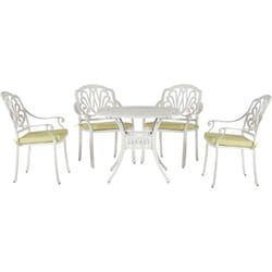 Set de Jardin Table et 4 Chaises Aluminium Blanc Cassé Coussins Jaunes Ancona