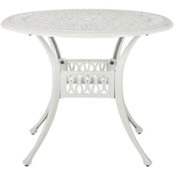Table de Repas Jardin Ronde 90 cm en Aluminium Aspect Vieilli Blanc Cassé Ancona