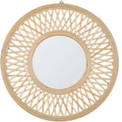 Miroir Mural Déco Rond 60 cm avec Cadre en Bois de Bambou Clair pour Entrée Salon ou Chambre Boho et Rustique Beliani