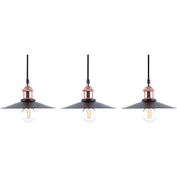 3 Lampes Suspensions Déco en Métal Noir et Cuivré Idéale pour Ampoules Filament E27 Max. 40W Lumière Ambiant pour Salle à Manger Urbaine Beliani
