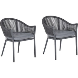 Beliani - Lot 2 Chaises Fauteuils de Jardin en Aluminum Gris Résistants et Confortables Idéals pour Balcon ou Terrasse au Style Moderne et Industriel
