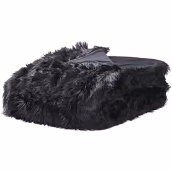Couvre-lit décoratif noir doux en fourrure synthétique pour grand lit. Ce couvre-lit noir est un accessoire décoratif idéal p ...