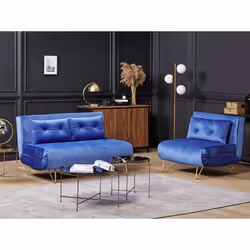 Ensemble de canapés BZ 2 + 1 places en velours bleu marine VESFOLD