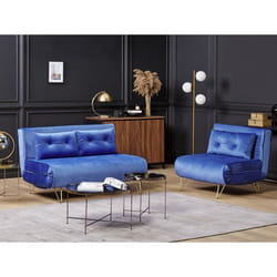 Ensemble de canapés BZ 2 + 1 places en velours bleu marine VESFOLD