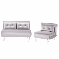 2 banquettes convertibles au style glamour avec Piètement en métal doré. Apportez une touche glamour à votre intérieur avec c ...