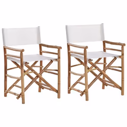Lot de 2 chaises de jardin bois clair et blanc cassé MOLISE