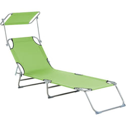 Transat de Jardin Bain de Soleil Pliant en Tissu Polyester Vert Clair et Acier avec Pare Soleil Pratique Idéal pour Terrasse ou Balcon Beliani