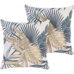 Set de 2 Coussins Décoratifs à Motif Feuillage Multicolore en Polyester Style Boho Pour Jardin ou Terrasse Tagetes Beliani
