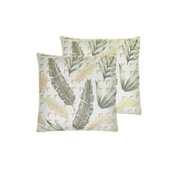 Lot de 2 coussins avec motif feuille 45 x 45 cm vert et beige RHAPIS