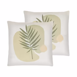 Lot de 2 coussins avec motif feuille 45 x 45 cm vert et beige MICROSORUM