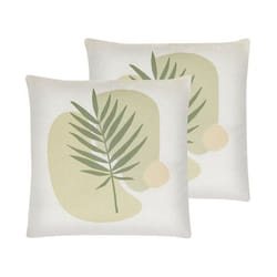 Lot de 2 coussins avec motif feuille 45 x 45 cm vert et beige MICROSORUM