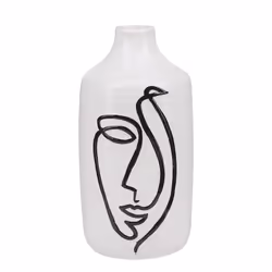 Vase à fleurs en céramique blanc motif visage de femme . Ce joli vase à fleurs apportera de la nouveauté et de la fraîcheur à ...