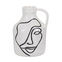 Beliani - Vase Décoratif en Céramique Blanc Motif Dessin Visage Noir pour Déco Pour Table ou Bibliothèque Moderne