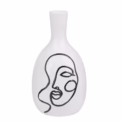 Vase à fleur en céramique blanc avec motif visage. Envie d'ajouter une touche moderne à votre intérieur ? Placez ce magnifiqu ...