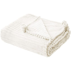 Beliani - Plaid Douillet Décoratif Couvre Lit Blanc Crème 150x200 cm Idéal pour Habiller Fauteuil ou Canapé et pour Tout Intérieur Moderne et
