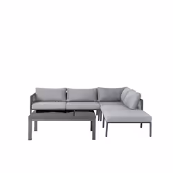 Ensemble de canapé de jardin 6 places en aluminium gris FORANO
