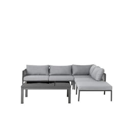 Ensemble de canapé de jardin 6 places en aluminium gris FORANO
