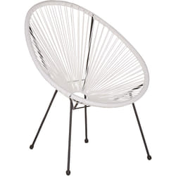 Beliani - Chaise Fauteuil Type Spaghetti en Rotin pe Blanc et Acier Design Tendance pour Salon Chambre Terrasse ou Jardin au Style Moderne et