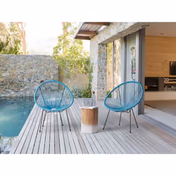 Lot de 2 chaises de jardin bleues ACAPULCO II