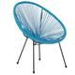 Fauteuil de jardin en rotin bleu ACAPULCO II - BELIANI - Moderne - Confortable - Pour intérieur et extérieur