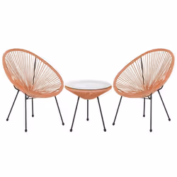 Ensemble table et chaises - BELIANI - ACAPULCO II - Orange - Polyrotin - Verre de sécurité et acier