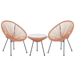 Ensemble table et chaises - BELIANI - ACAPULCO II - Orange - Polyrotin - Verre de sécurité et acier