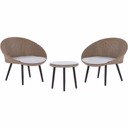 Ensemble compact pour balcon ou terrasse avec table et 2 chaises. Ce charmant salon bistrot se compose de 2 chaises confortab ...
