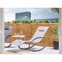 Chaise longue de jardin à bascule beige - BELIANI - CARANO II - Design moderne et ergonomique - Pliable - Métal