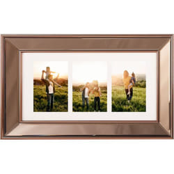 Cadre Effet Miroir pour 3 Photos 51 x 32 cm Collage en Verre et Synthétique Cuivre pour Intérieur Design Moderne Beliani