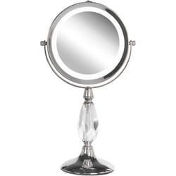 Miroir de Maquillage Pivotant Éclairage led en Acier et Verre Argenté ø 18 cm Parfait Pour Votre Espace Cosmétique Maury Belia