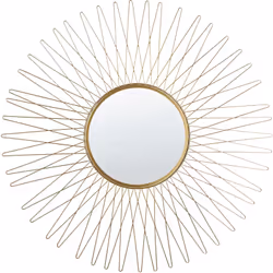 Miroir décoratif avec cadre en forme de soleil. Ce miroir est une véritable bouffée d'air frais. Le cadre doré étincelant s'a ...