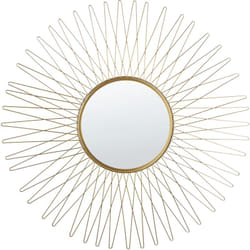 Miroir Mural Décoratif avec Cadre en Forme de Soleil 70 cm en Verre et Acier Doré Pour Votre Couloir ou Chambre Beliani