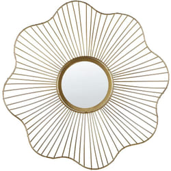 Miroir Mural Élégant avec Cadre en Forme de Fleur 40 cm en Verre et Acier Doré Pour Votre Couloir ou Chambre Beliani