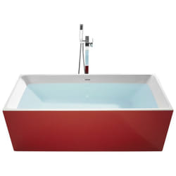 Beliani - Baignoire Moderne Acrylique Rectangulaire Autoportante Système de Trop - Plein Rouge Rios