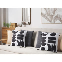 Lot de 2 coussins avec motifs géométriques 45 x 45 cm noir et blanc LIRIOPE