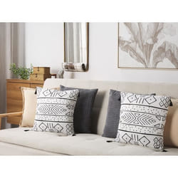 Lot de 2 coussins en velours avec motifs géométriques 45 x 45 cm noir et blanc SCHEFFLERA