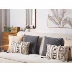 Lot de 2 coussins avec motifs géométriques 30 x 50 cm beige et noir PULMONARIA