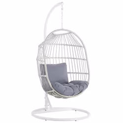 Fauteuil suspendu en rotin avec pied blanc ø 102 cm ALBA