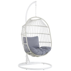 Fauteuil suspendu en rotin avec pied blanc ø 102 cm ALBA