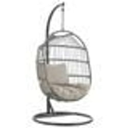 Fauteuil suspendu en rotin gris avec pied noir ø 102 cm ALBA