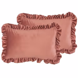 Lot de 2 coussins en velours avec frange 30 x 50 cm rose KALANCHOE