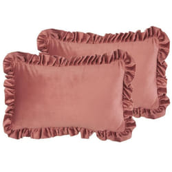 Lot de 2 coussins en velours avec frange 30 x 50 cm rose KALANCHOE